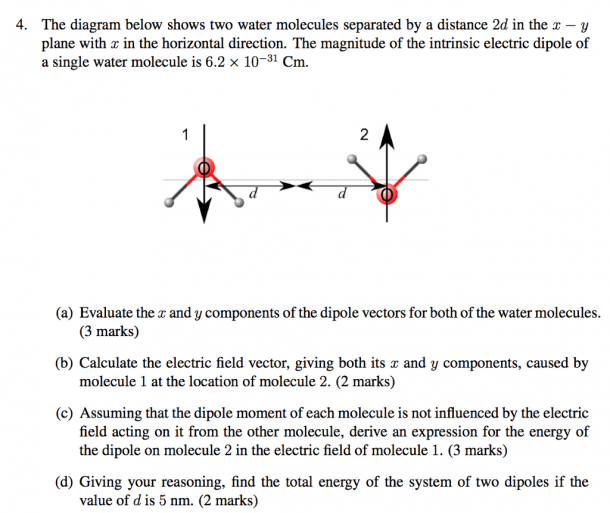 Solved  4  The Diagram Below Shows Two Water Molecules Sep