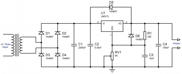 Power Supply Circuit Diagram Using Bridge Rectifier